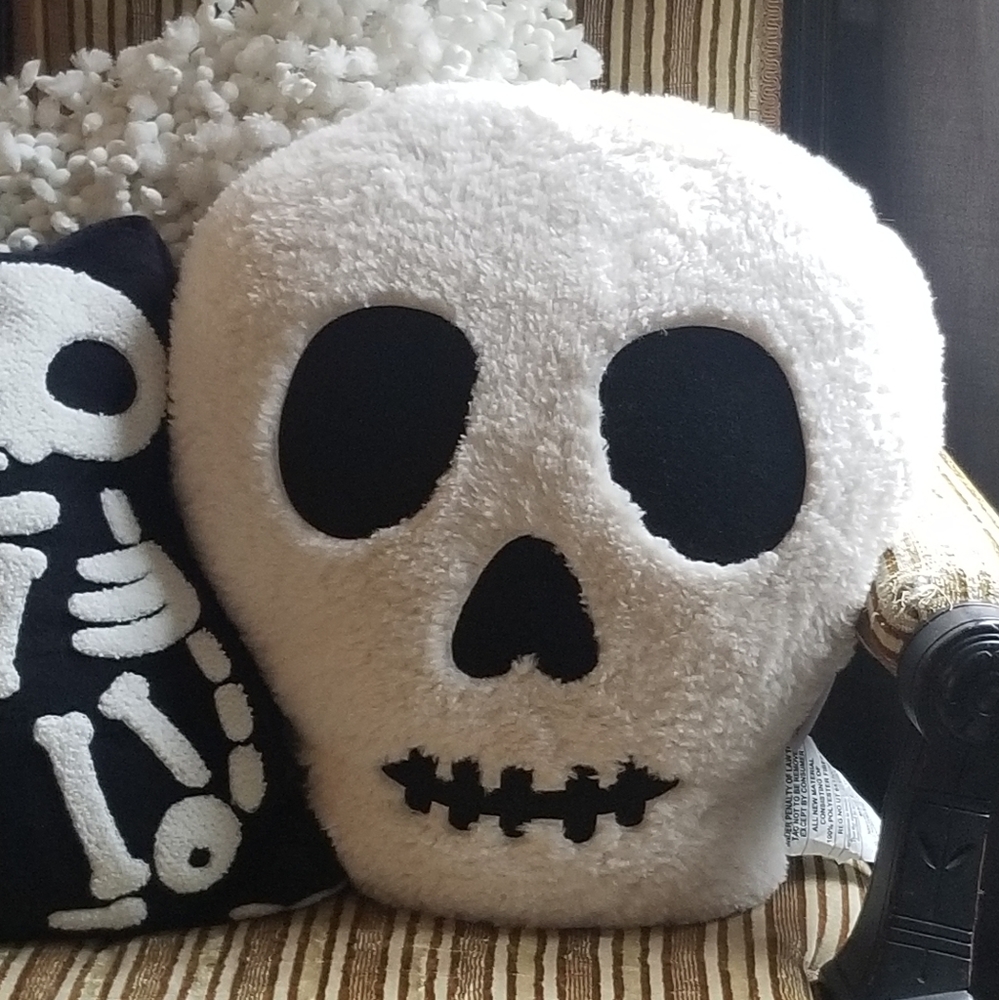 Skull Sherpa Pillow. Halloween New